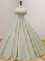 Light Green Ball Gown Sweetheart Beaded Prom Dress, Green Sweet 16 Dresses