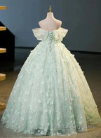 Light Green Lace Sweetheart Long Formal Dress Formal Prom Dress Off Shoulder A Line Floor Length Beautiful