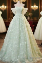 Light Green Lace Sweetheart Long Formal Dress Formal Prom Dress Off Shoulder A Line Floor Length Beautiful