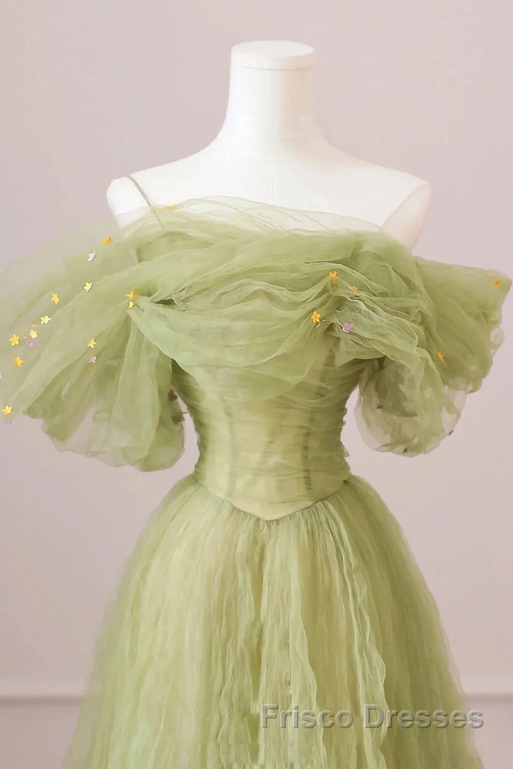 Light Green Formal Prom Dresses A Line Off the Shoulder Long Party Evening Dresses Secondary image