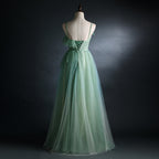 Light Green Straps Tulle Floor Length A-Line Prom Dress, Tulle Scoop Party Dress Formal Dress
