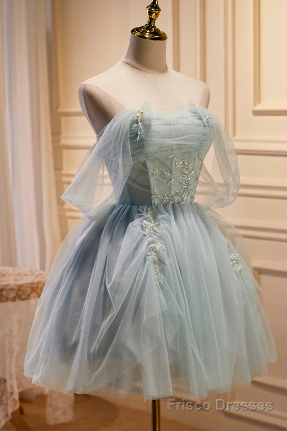 Light Green Sweetheart Sequins Tulle Party Dress, Green Homecoming Dress Main image