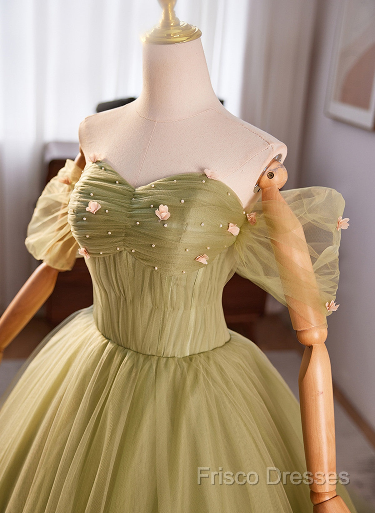 Light Green Sweetheart Tulle Long Formal Dress, Light Green Formal Prom Dress Party Dress