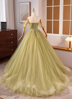 Light Green Sweetheart Tulle Long Formal Dress, Light Green Formal Prom Dress Party Dress
