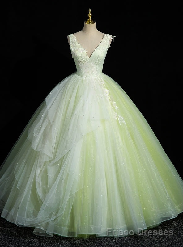 Light Green Tulle Lace Quinceanera Dress