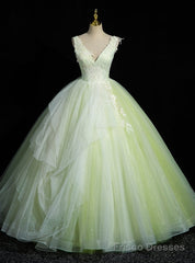 Light Green Tulle Lace Quinceanera Dress