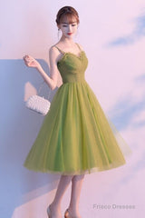 Light Green Tulle Sweetheart Knee Length Party Dress, Green Homecoming Dress