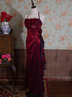 Light Luxury Retro Halterneck Sleeveless Three-dimensional Flower Backless Long Prom Dress