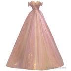 Light Pink And Sequins Sweetheart Long Formal Dress, Pink Evening Party Dress