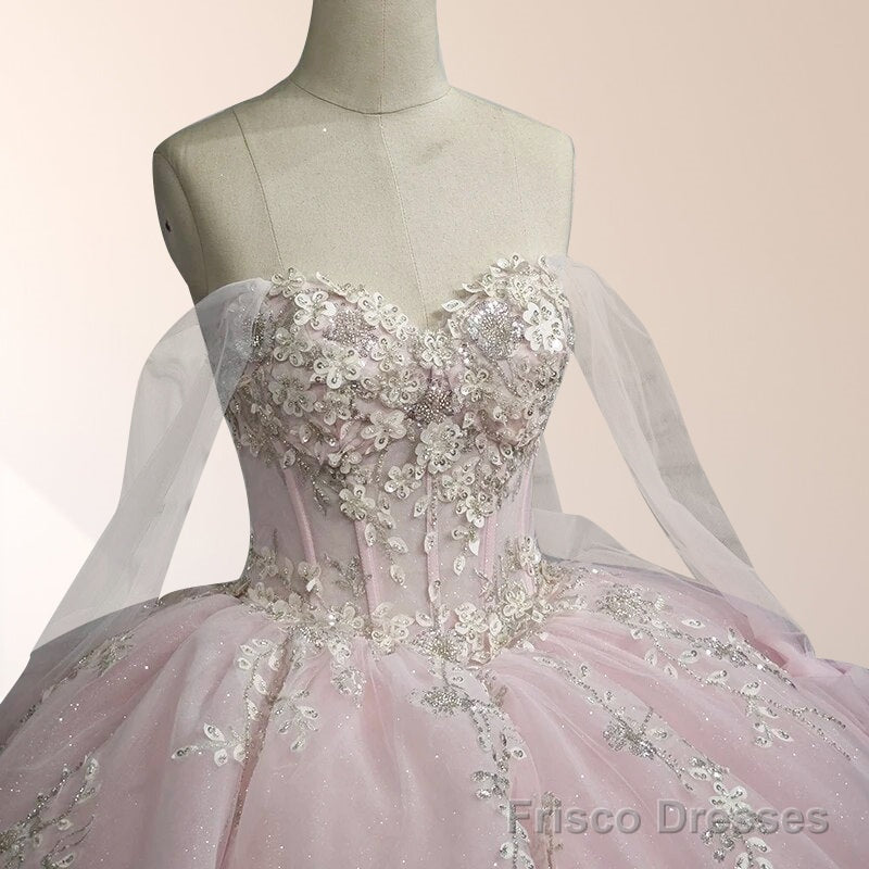 Light Pink Ball Gown Appliqued Quinceaera Dresses – Frisco Dresses