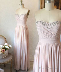 Light Pink Sweetheart Long Prom Dress, Evening Dress