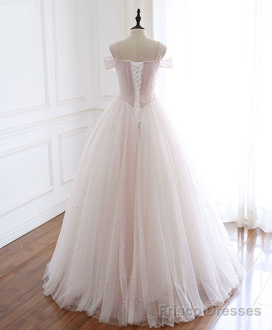 Light Pink Tulle Long Prom Dress Pink Tulle Formal Graduation Dresses – Frisco Dresses