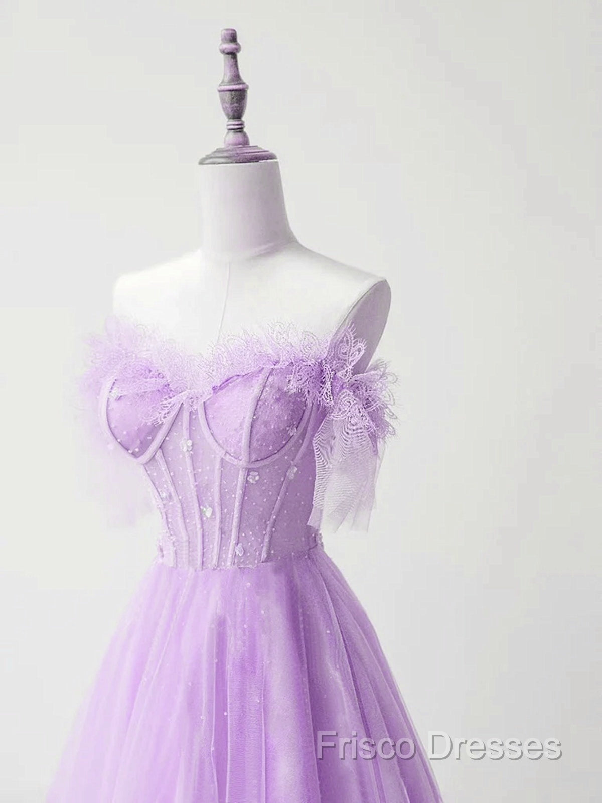 Light Purple A-Line Sweetheart Tulle Formal Dress, Light Purple Long Formal Prom Dress Secondary image