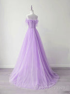 Light Purple A-Line Sweetheart Tulle Formal Dress, Light Purple Long Formal Prom Dress