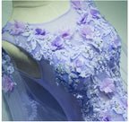 Light Purple Charming Tulle Sweet 16 Gown With Lace, Flowers Formal Dress