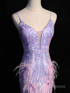 Light Purple Sequins Mermaid Long Party Dress, Light Purple Formal Dress Formal Prom Dress