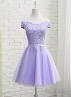 Light Purple Short Bridesmaid Dress , Tulle with Lace New Formal Dresses