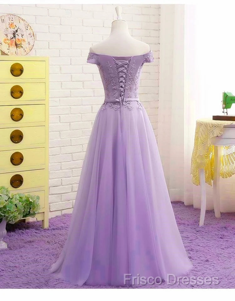 Light Purple Sweetheart Lace Applique Off Shoulder Formal Prom Dress Secondary image