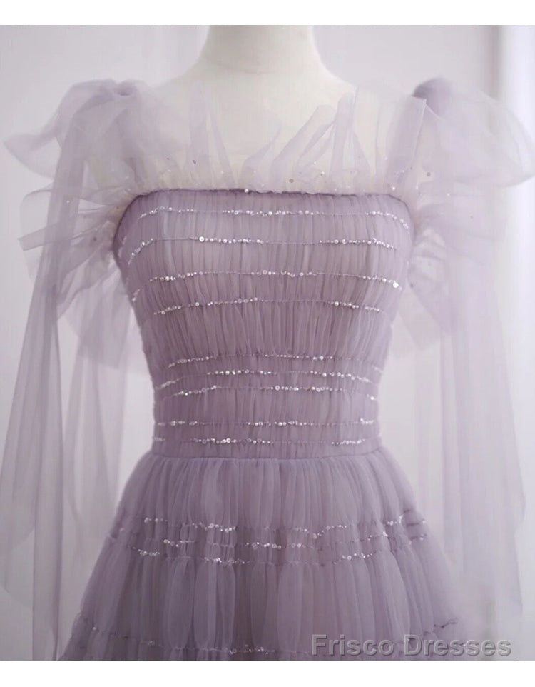 Light Purple Tea Length Soft Tulle Party Dress, Cute Short Homecoming Dress Formal Dress Secondary image