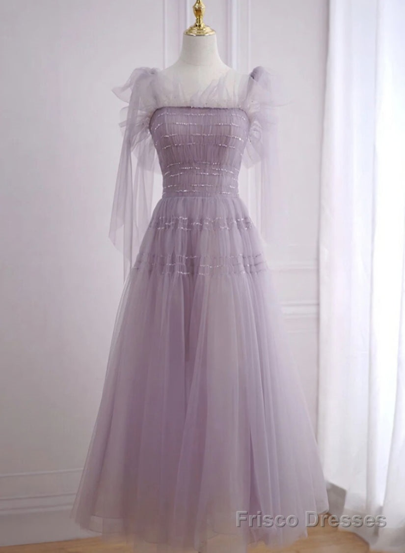 Light Purple Tea Length Soft Tulle Party Dress, Cute Short Homecoming Dress Formal Dress Main image