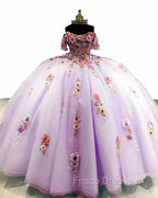Light Purple Tulle Floral Embrodiery Quinceanera Dress