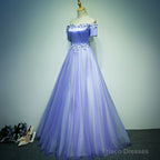 Light Purple Tulle Long Off Shoulder Long Party Dress, Lavender Prom Dress