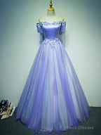 Light Purple Tulle Long Off Shoulder Long Party Dress, Lavender Prom Dress