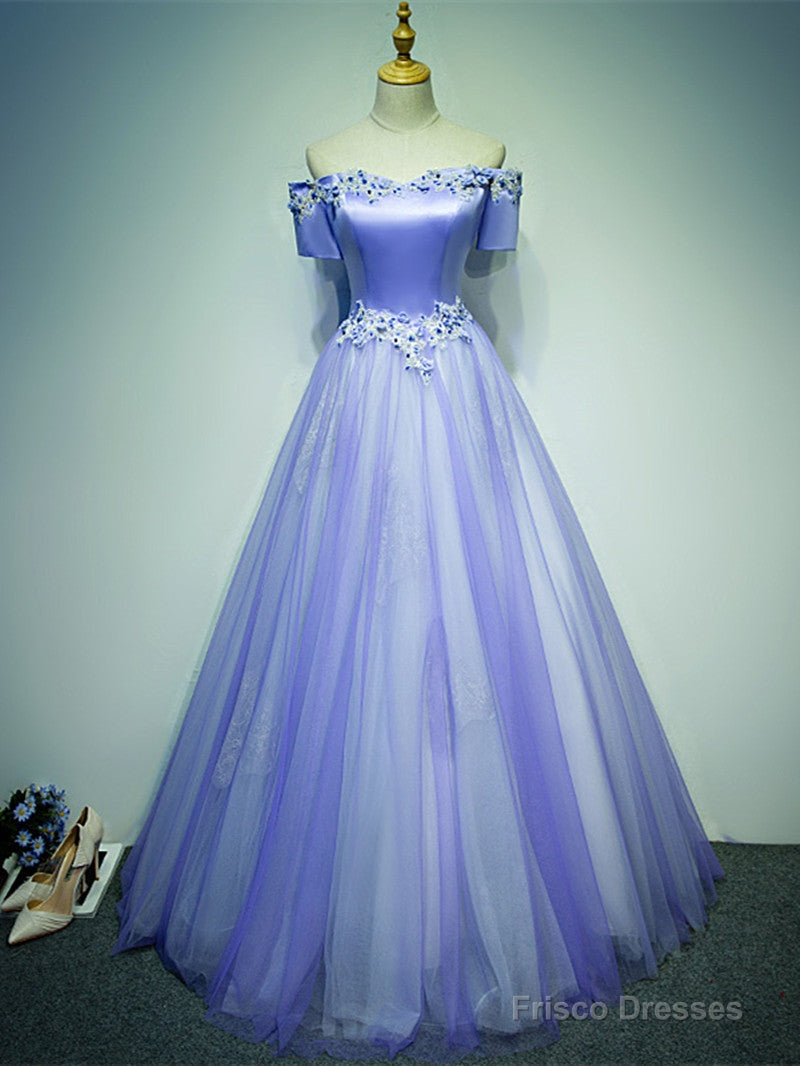 Light Purple Tulle Long Off Shoulder Long Party Dress, Lavender Prom Dress