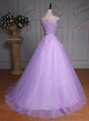 Light Purple Tulle Quinceanera Dress, Long Ball Gown Sweet 16 Dress