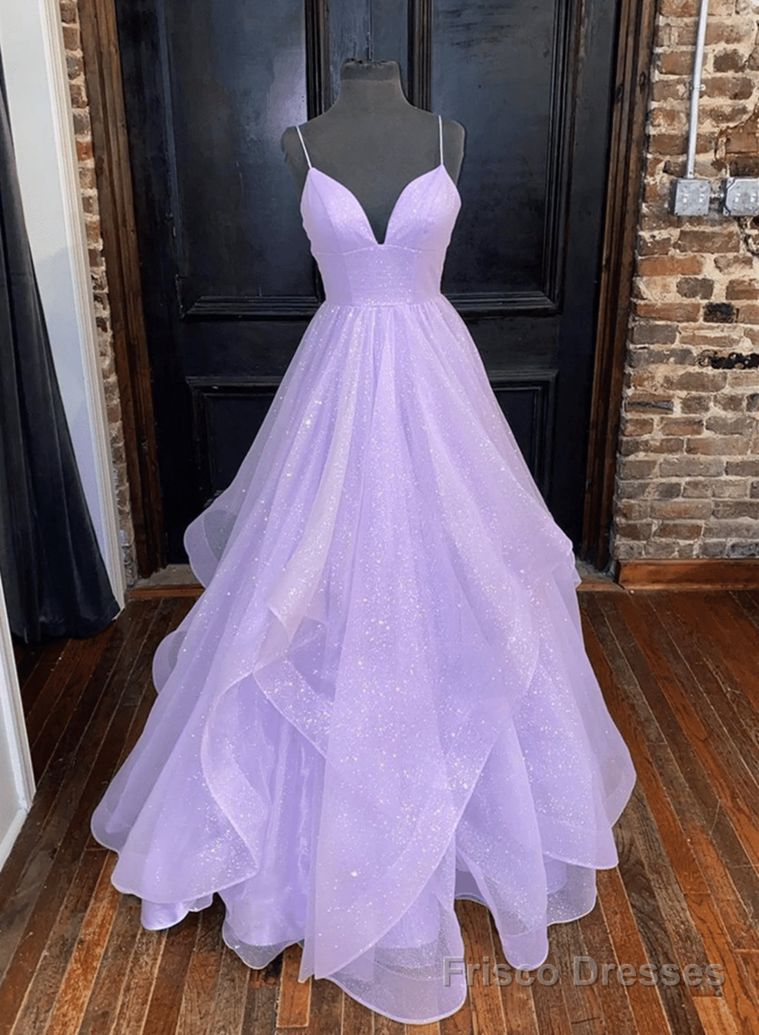 Light Purple Tulle Straps Long Formal Dress, A-line Purple Prom Dress – Frisco Dresses