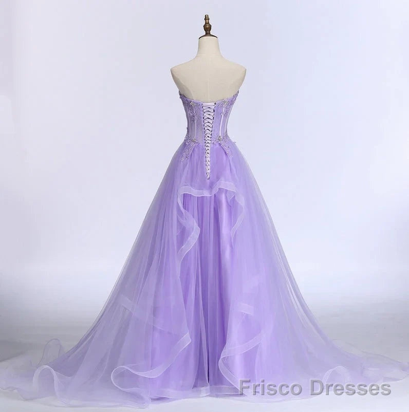 Light Purple Tulle Sweetheart Long Party Dress A-line Tulle Formal Dress prom dresses shops Secondary image