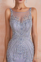 Lilac Fitted Mermaid V-Neck Long Prom Dresses