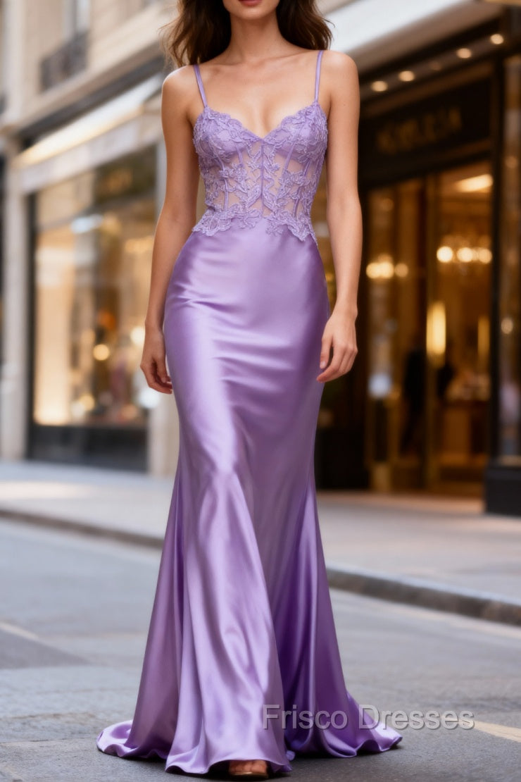 Lilac Floral Elegant Mermaid Corset Long Formal Prom Dress Main image