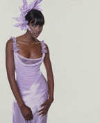Lilac Satin Long Prom Dress Charming Evening Dress