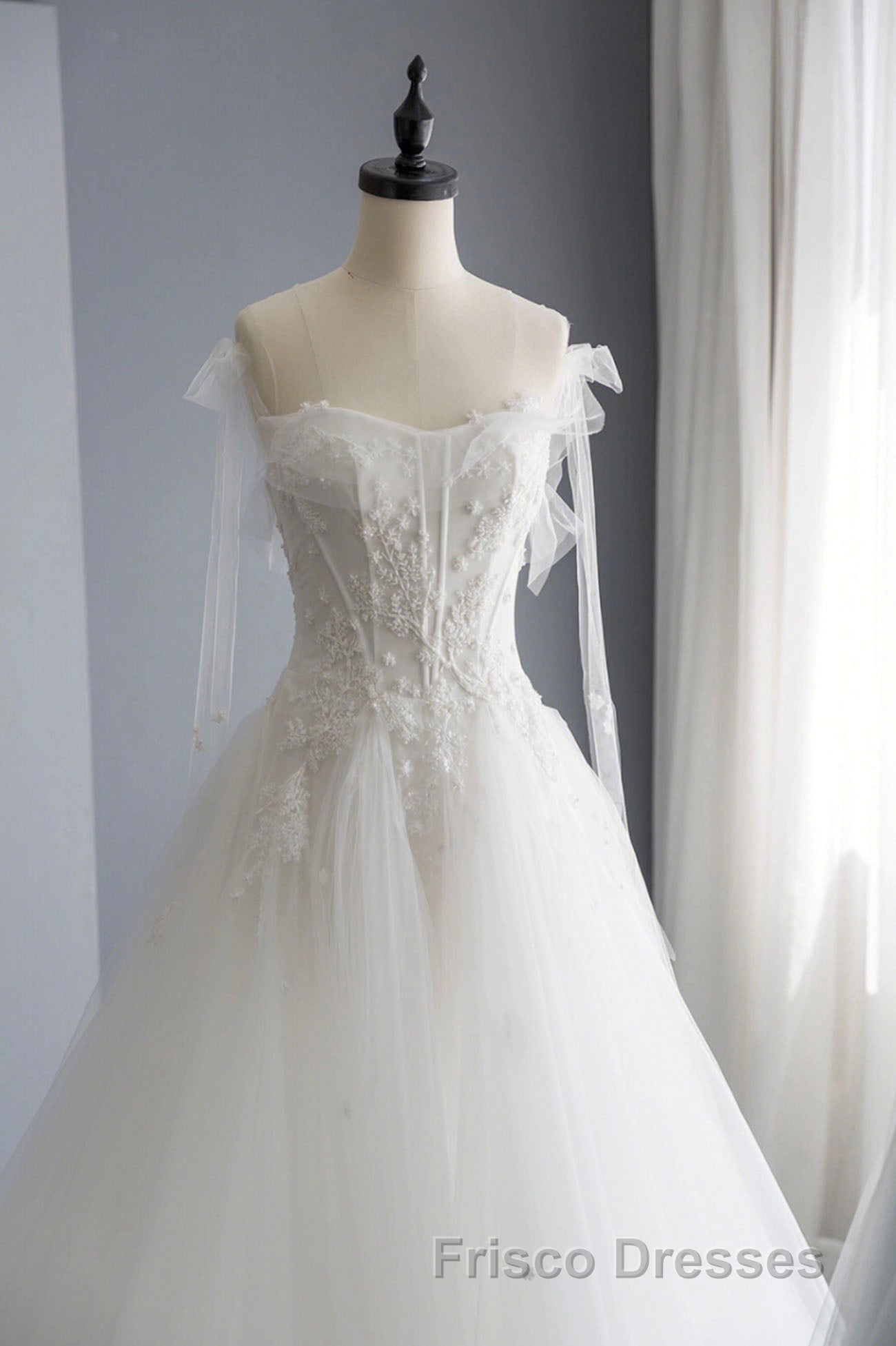 A-Line Tulle Lace Long Formal Prom Dress, Evening Party Dress