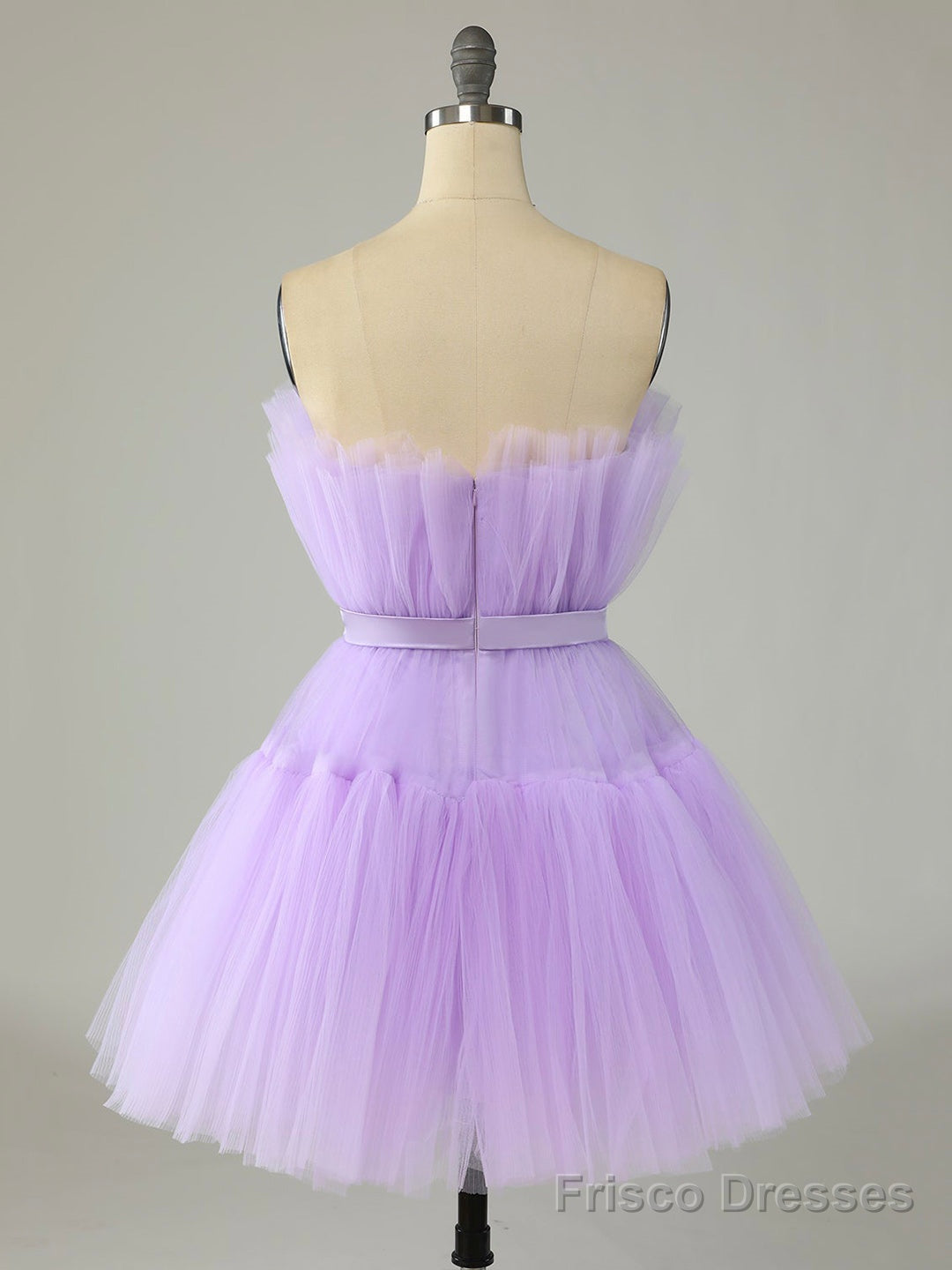 Purple Strapless Tulle Knee Length Party Dress, A-Line Homecoming Dress Main image