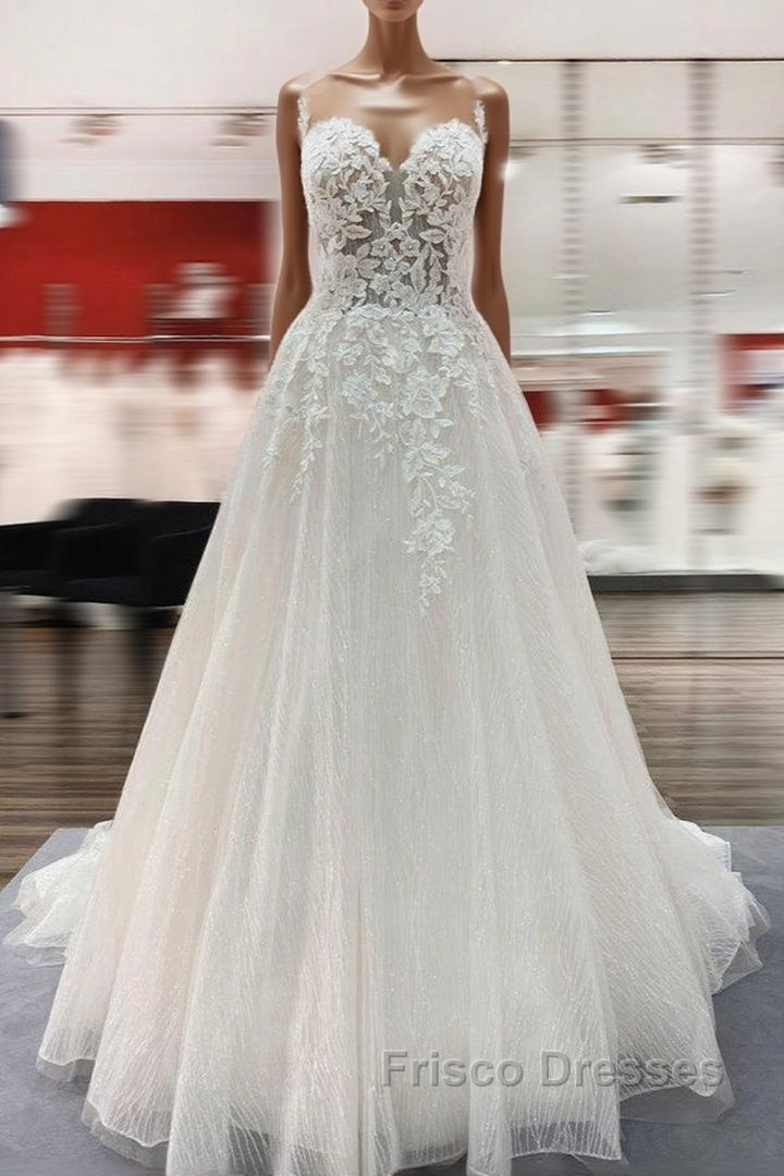 Long A-line Sweetheart Tulle Open Back Wedding Dress Main image