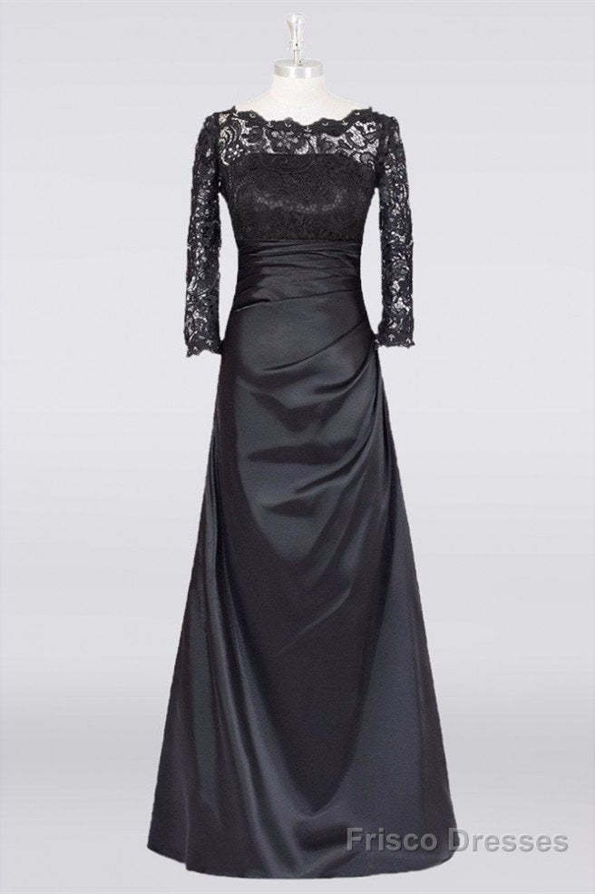 Long Black A Line Mother Of The Bride Dress