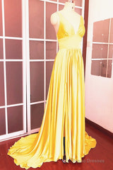 Long Chiffon V-Neck Empire Waistline Leg Slit Bridesmaid Dresses