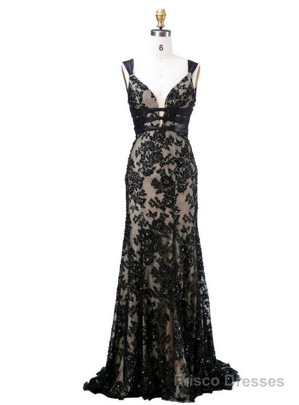 Long Evening Gowns New Arrival With V-Neck Backless Appliques Beading