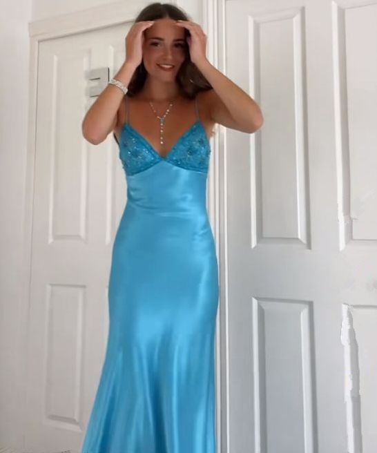 Long Evening Prom Dresses, Custom Blue Prom Dress