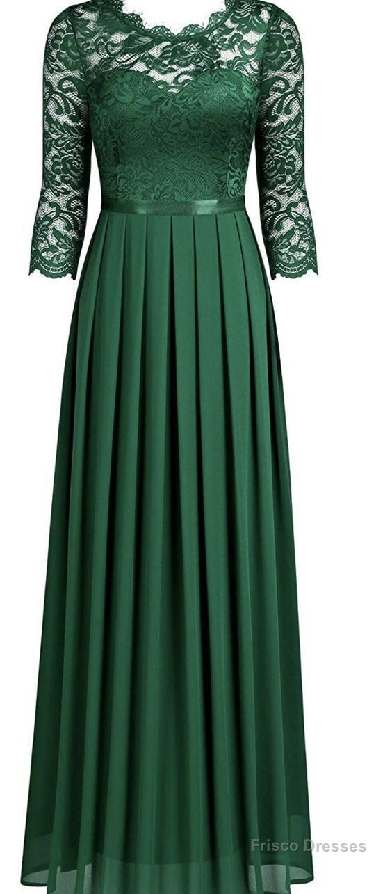 Long Green Lace Prom Dress Main image
