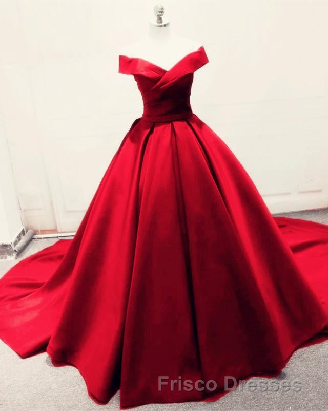 Long Green Satin V-neck Ball Gowns Formal Prom Dress Off The Shoulder