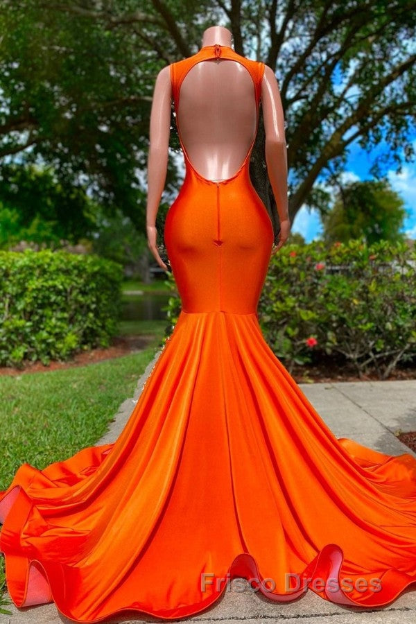 Long Mermaid Deep Sequined V-neck Stretch Satin Backless Formal Prom Dress with Appliques