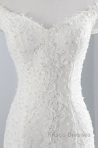 Long Mermaid Lace Off Shoulder Lace-up Wedding Dress