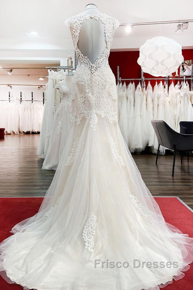 Long Mermaid Lace Sweetheart Open Back Wedding Dress with Appliques Lace Secondary image