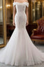 Long Mermaid Off the Shoulder Appliques Lace Tulle Wedding Dress