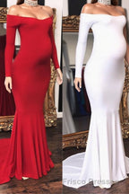 Long Mermaid Off-the-shoulder Pregnant Formal Prom Evening Dress with Sleeves