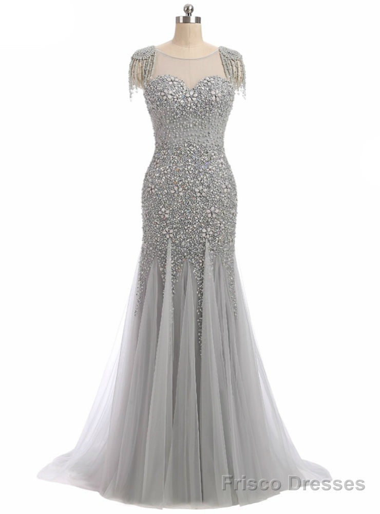 Long Mermaid Prom Dress Sparkly Beading Bodice Formal