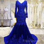 Long Mermaid Sequin Beaded Green Formal Prom Dress With Sleeves Lace Formal Dress